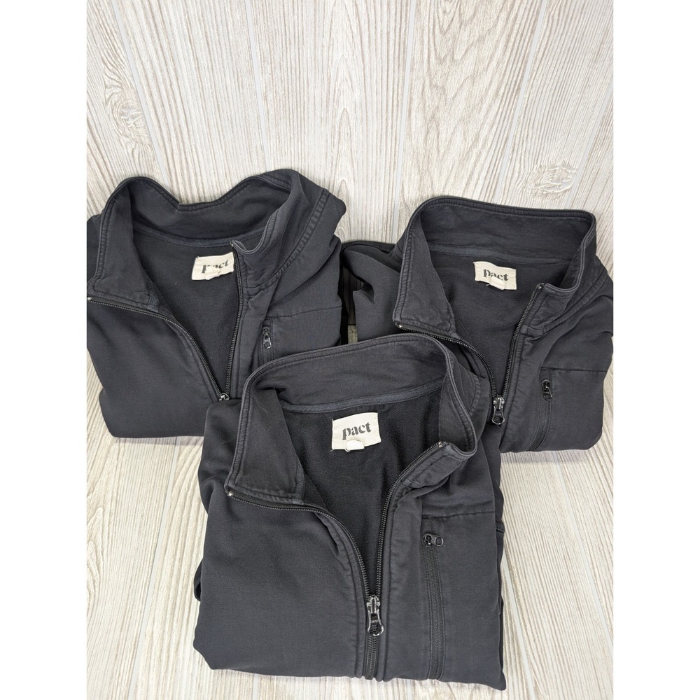 Pact Full Zip Up Sweatshirt Men XL Lot Of 3 Black Organic Cotton Athleisure